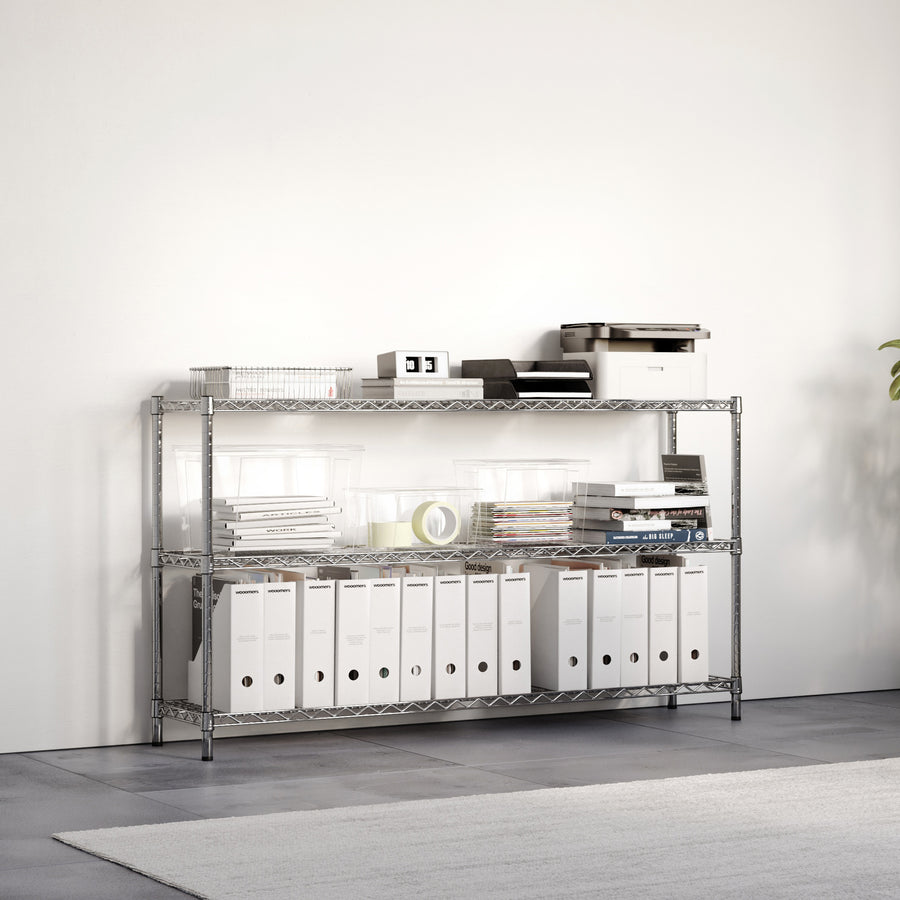 12"d x 34"h Chrome Wire Shelving w/ 3 Shelves