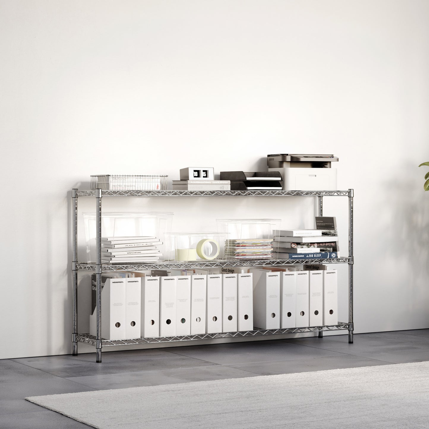 12"d x 34"h Chrome Wire Shelving w/ 3 Shelves