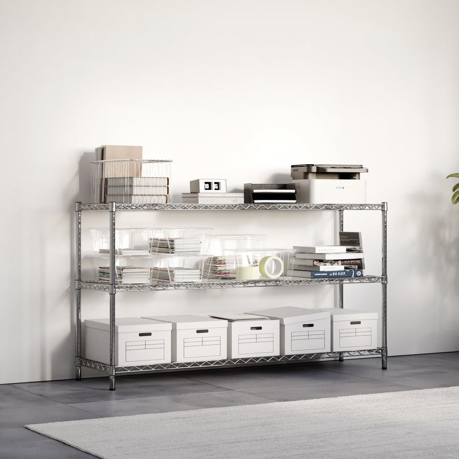 18"d x 34"h Chrome Wire Shelving w/ 3 Shelves