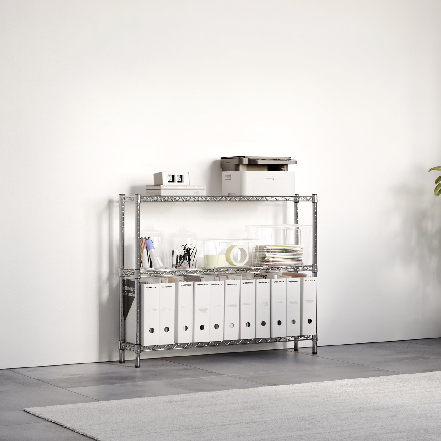 10"d x 34"h Chrome Wire Shelving w/ 3 Shelves