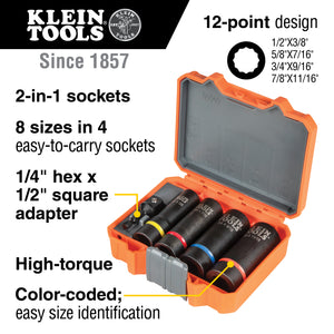 Klein 2-in-1 Impact Socket Set, 12-Point, 5-Piece (66040)