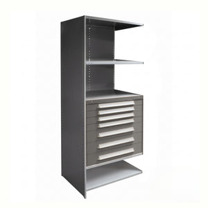 Lyon Closed Steel Shelving with 7 Modular Drawers - Add On Units