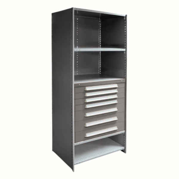 Lyon Closed Steel Shelving with 7 Modular Drawers - Starter Units