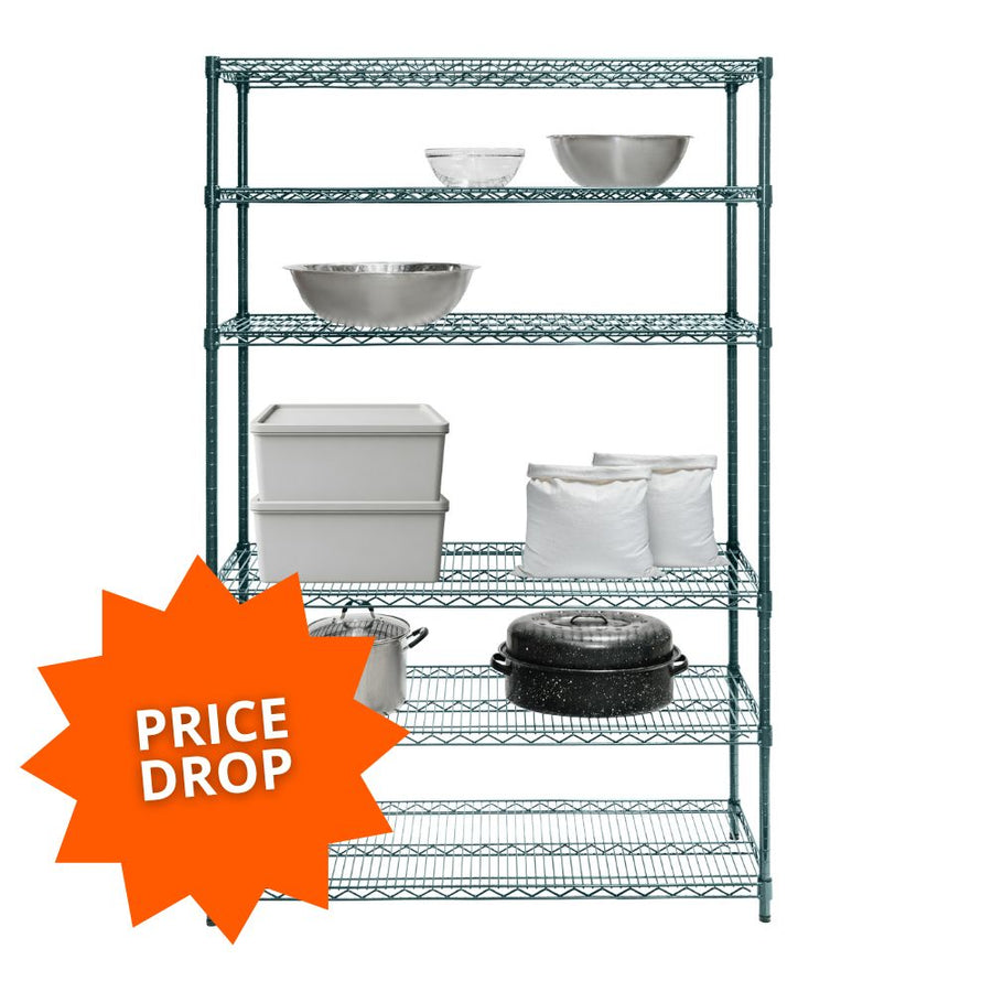 6-Tier Green Wire Shelving Unit