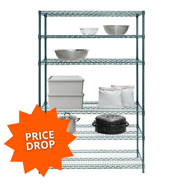 6-Tier Green Wire Shelving Unit