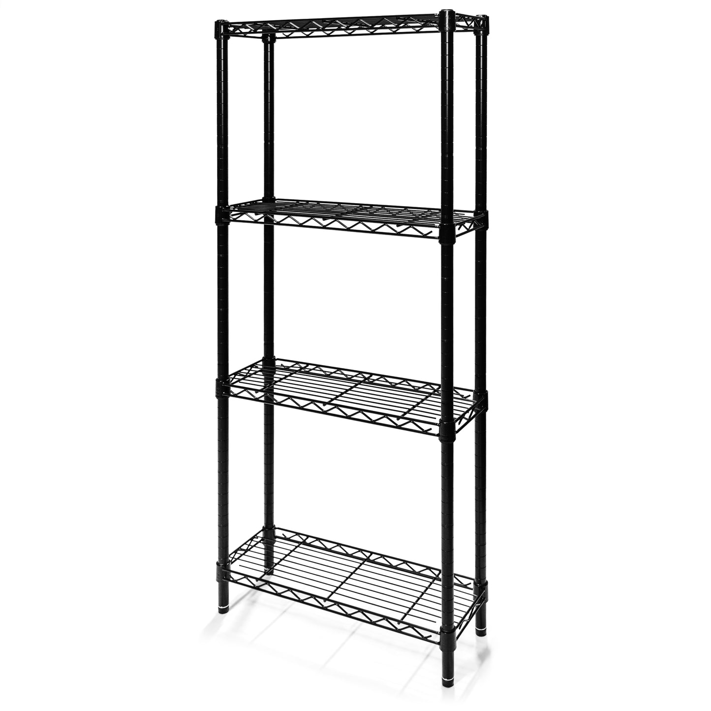 8"d x 54"h Black Wire Shelving w/ 4 Shelves