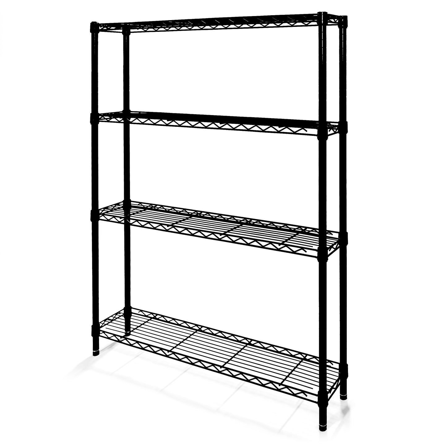 8"d x 54"h Black Wire Shelving w/ 4 Shelves