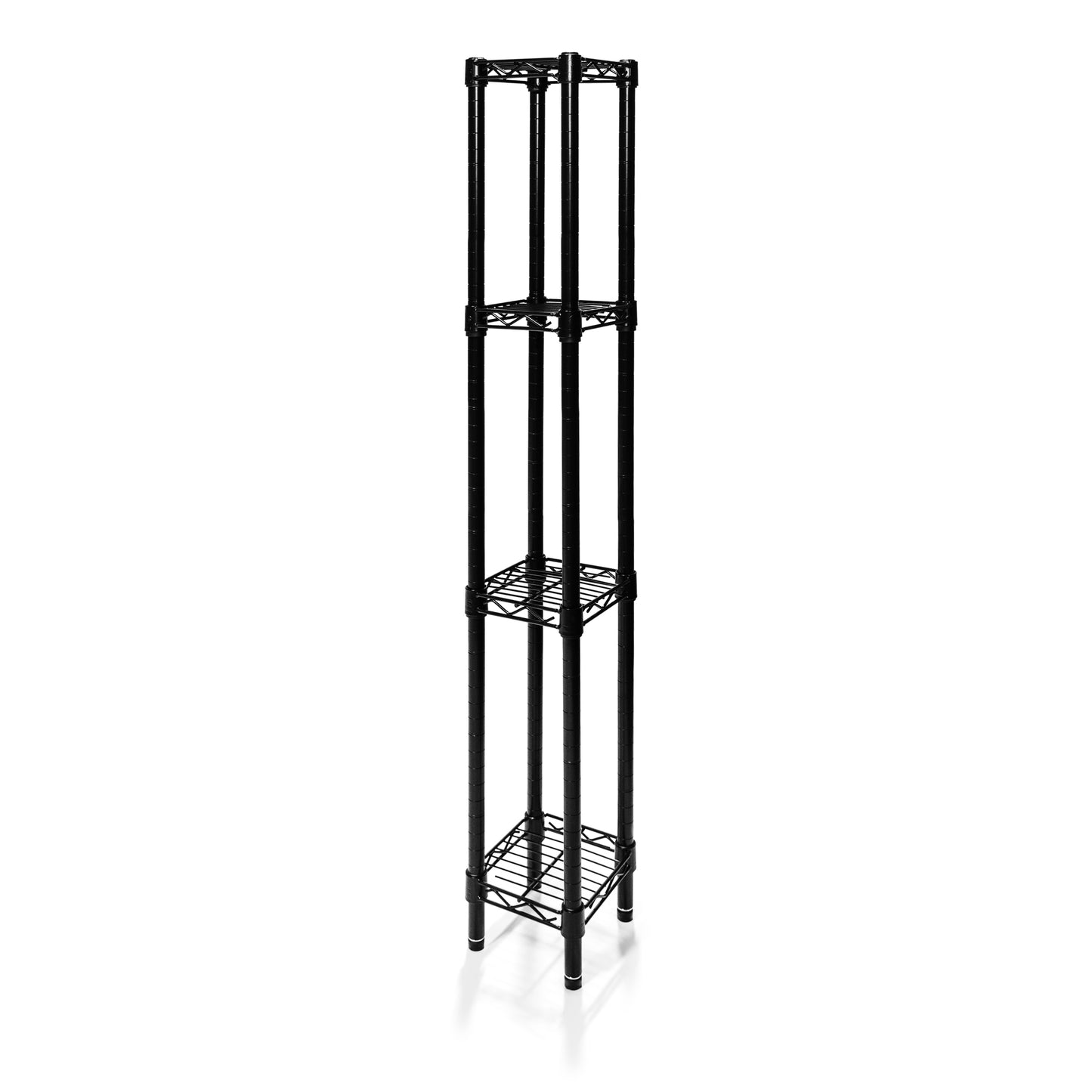 8"d x 54"h Black Wire Shelving w/ 4 Shelves