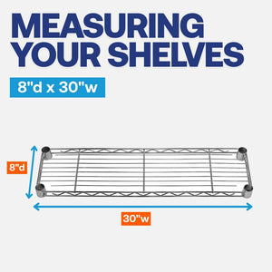 8"d x 30"w Chrome Wire Shelving w/ 4 Shelves