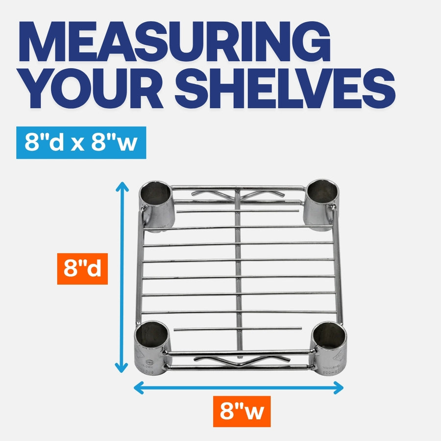 8"d x 8"w Chrome Wire Shelving w/ 5 Shelves