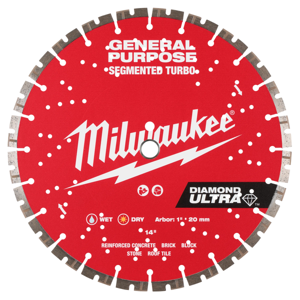 Milwaukee 14" DIAMOND ULTRA™ Segmented Turbo, General Purpose Diamond Blade (49-93-7540)