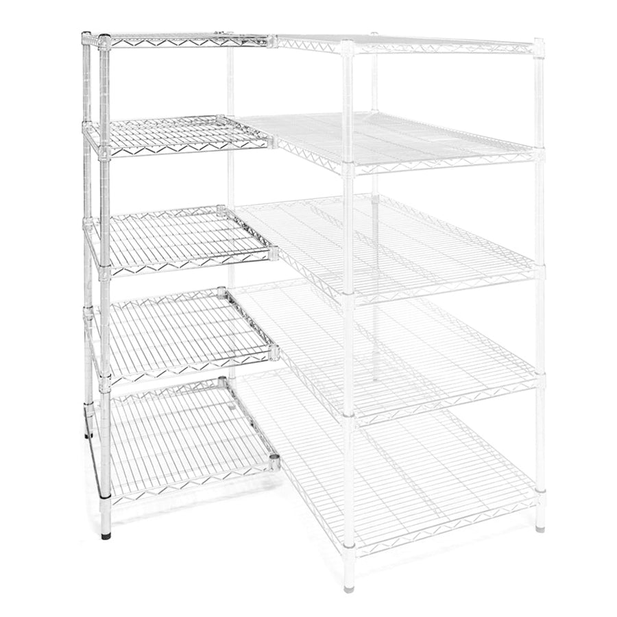 Chrome Wire Shelving Add-On with 5 Shelves - 24"d x 24"w x 72"h (AOWS242472-5S)