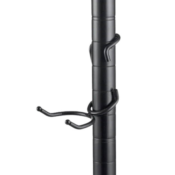 Black powder-coated steel C-style post hook mounted on a 1-inch diameter black wire shelving post.