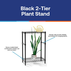 Black 2-Tier Plant Stand