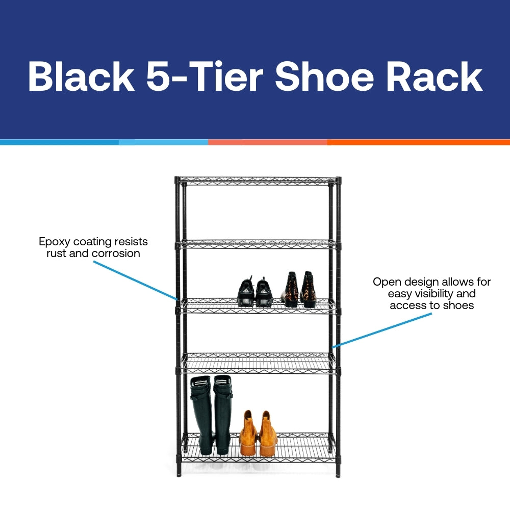 Black 5-Tier Shoe Rack
