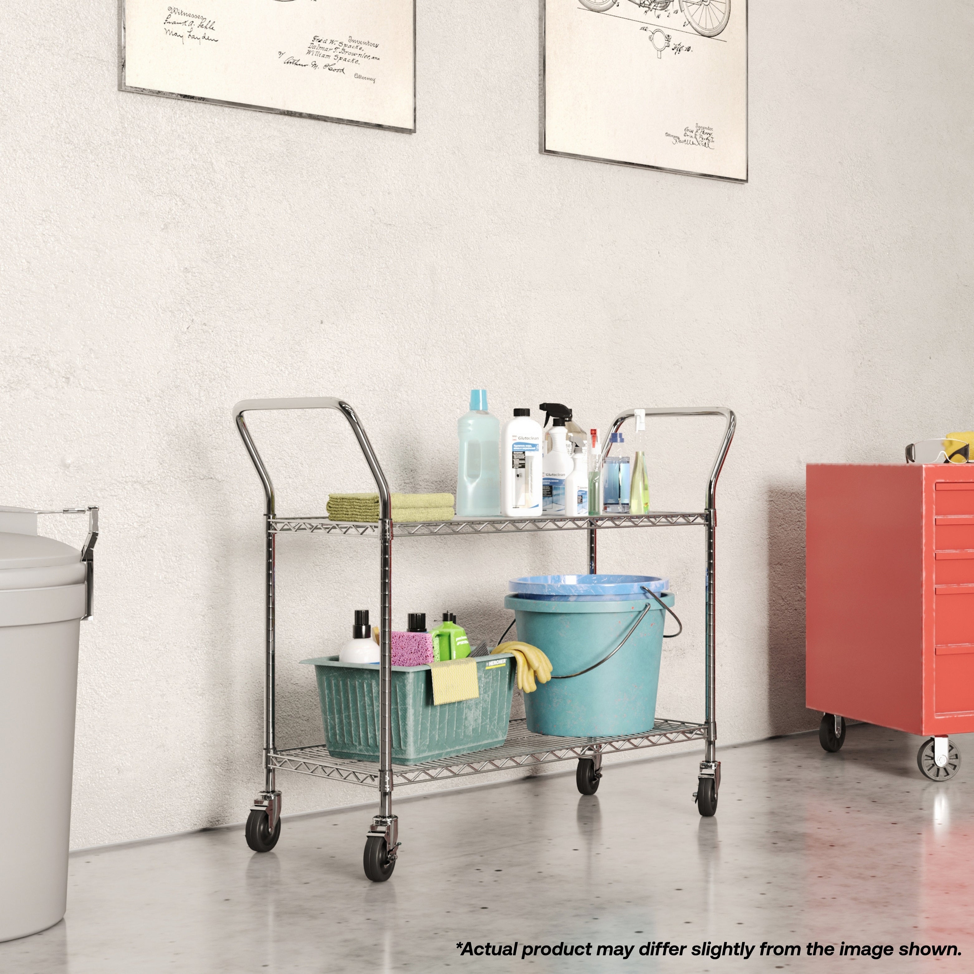 2-Shelf Chrome Wire Utility Carts - 18