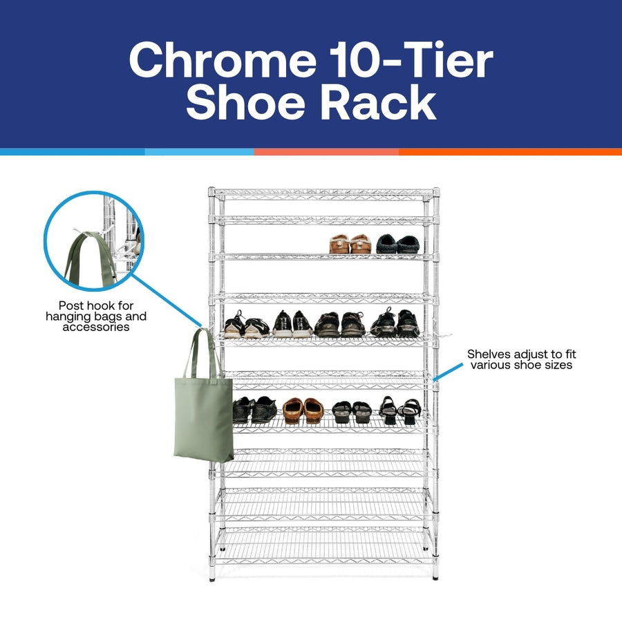 Chrome 10-Tier Shoe Rack