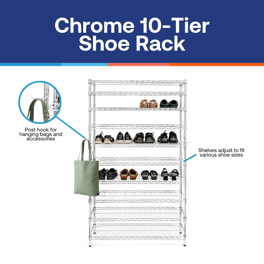 Chrome 10-Tier Shoe Rack