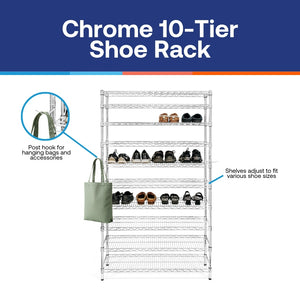 Chrome 10-Tier Shoe Rack