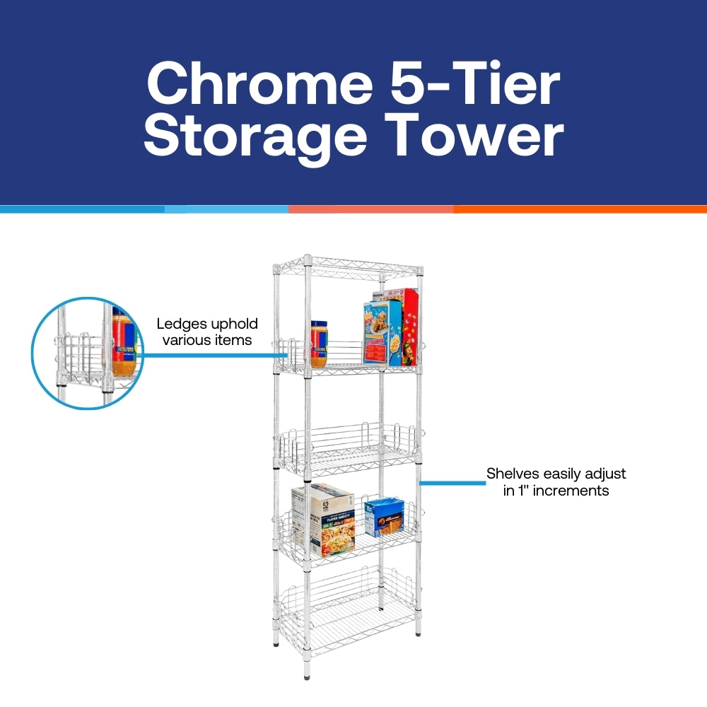 Chrome 5-Tier Storage Tower