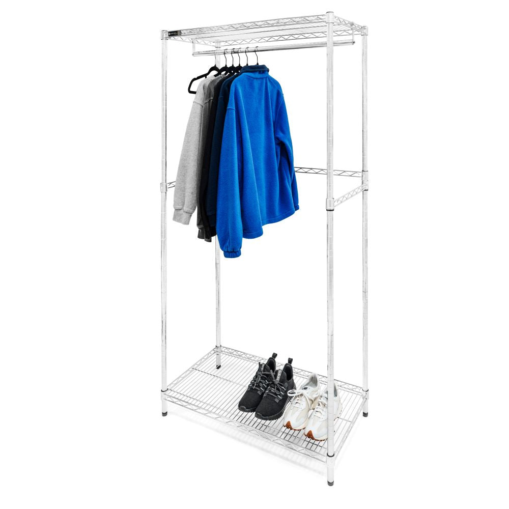 Wire Closet Shelving w/ Lower Shelf - 24"d x 72"h