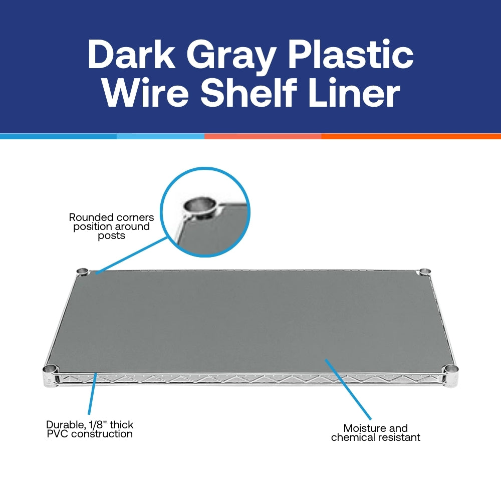8"d Plastic Wire Shelf Liners 2-Pack - Dark Gray