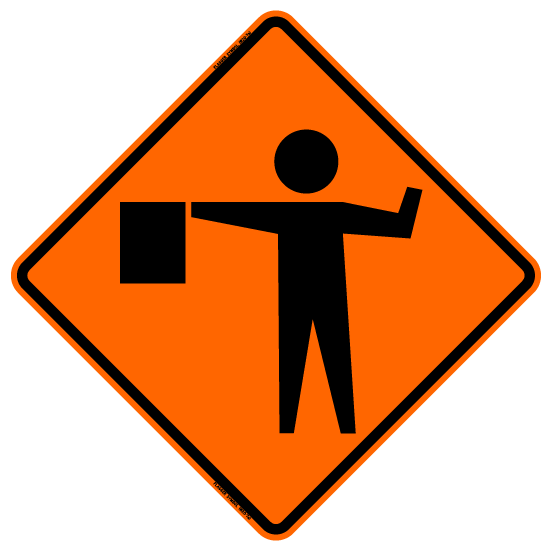 Bones Safety Flagger Symbol (RUS), 48" Reflective Orange (RE4848FSOC)