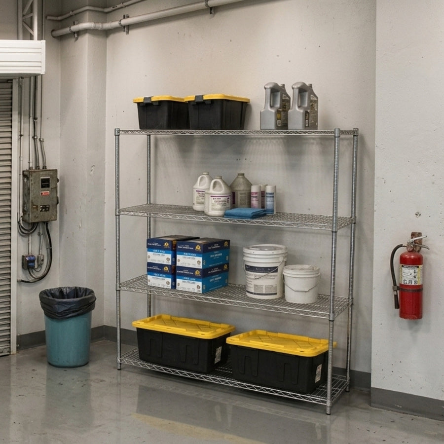 18"d x 54"w Chrome Wire Shelving w/ 4 Shelves