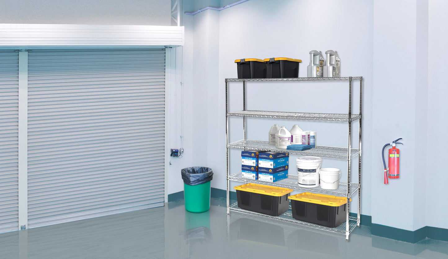 21"d x 60"w Chrome Wire Shelving w/ 5 Shelves