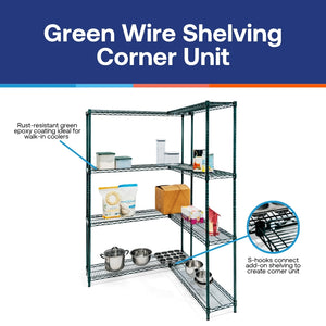 Green Wire Shelving Corner Unit