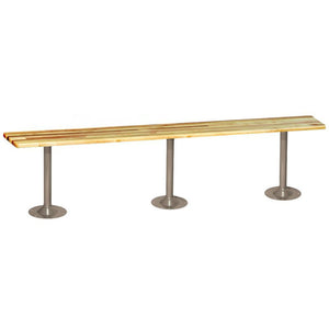 Hardwood Locker Room Benches with Gray Steel Tube Pedestals