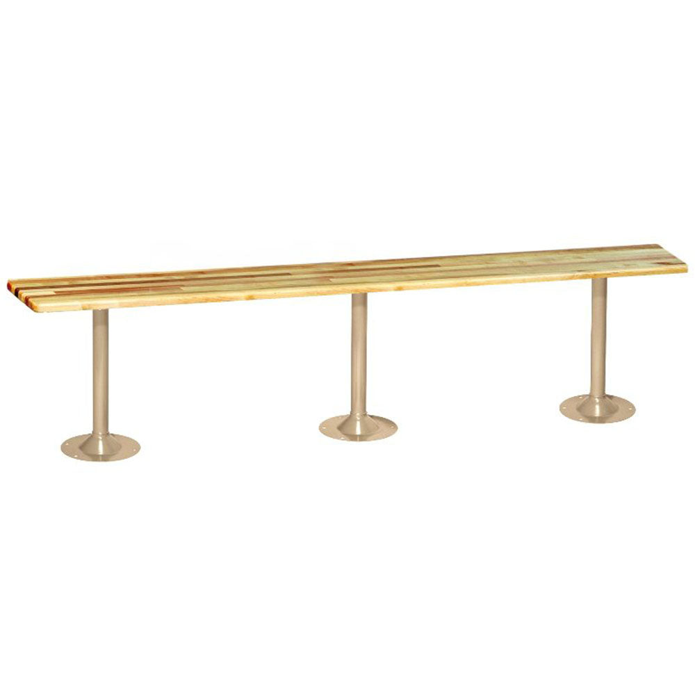 Hardwood Locker Room Benches with Tan Steel Tube Pedestals