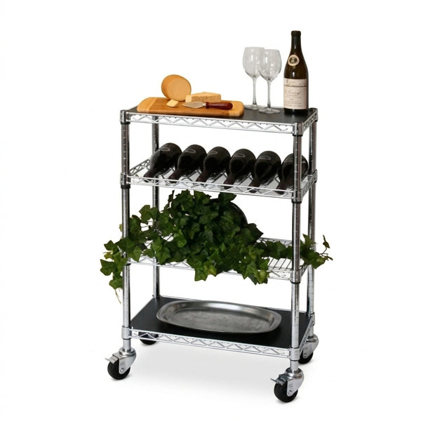 Kitchen Cart with Wine Rack - 14"d x 24"w x 34"h