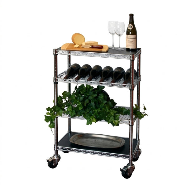 Kitchen Cart with Wine Rack - 14"d x 36"w x 34"h