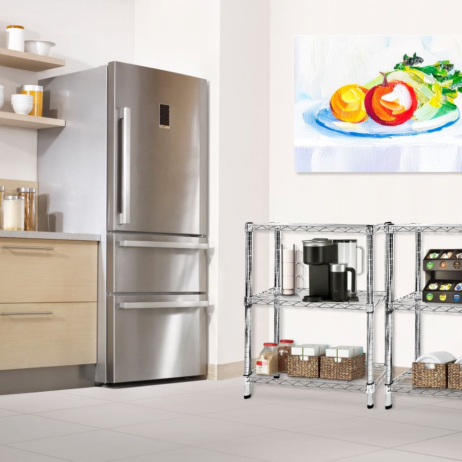 8"d x 34"h Chrome Wire Shelving w/ 3 Shelves