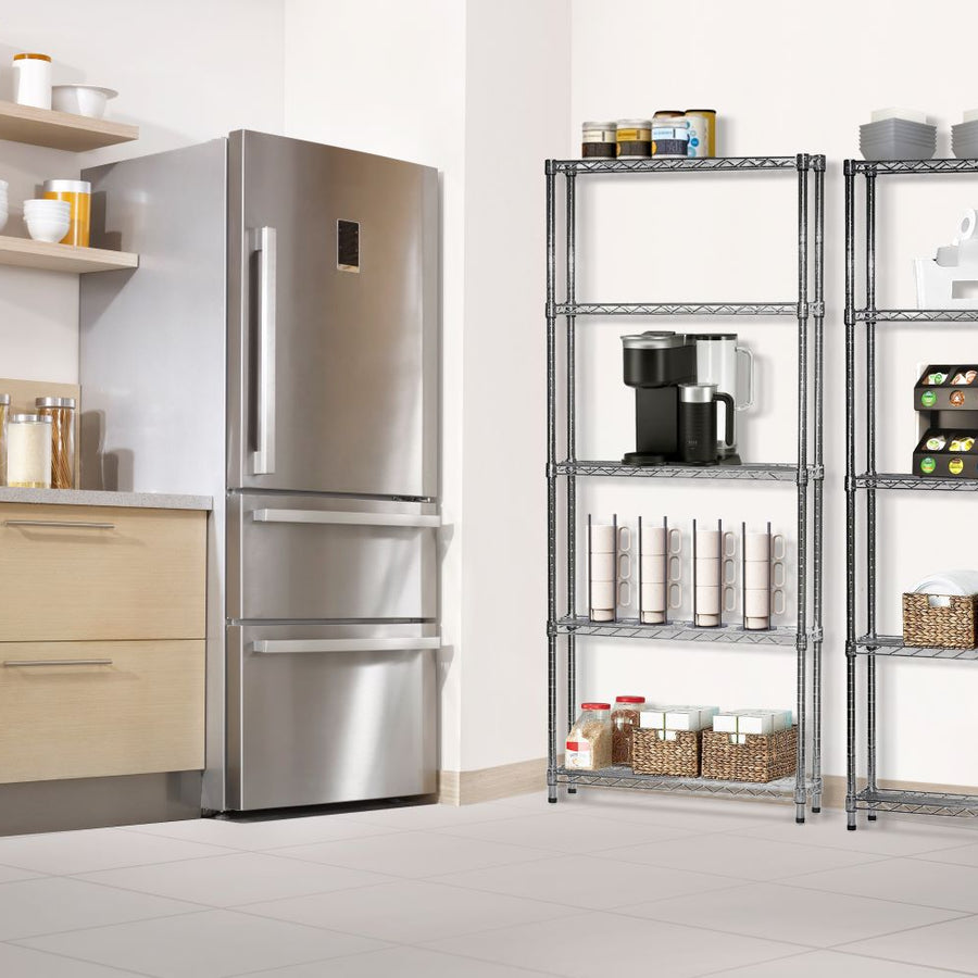 10"d x 42"w Chrome Wire Shelving w/ 5 Shelves