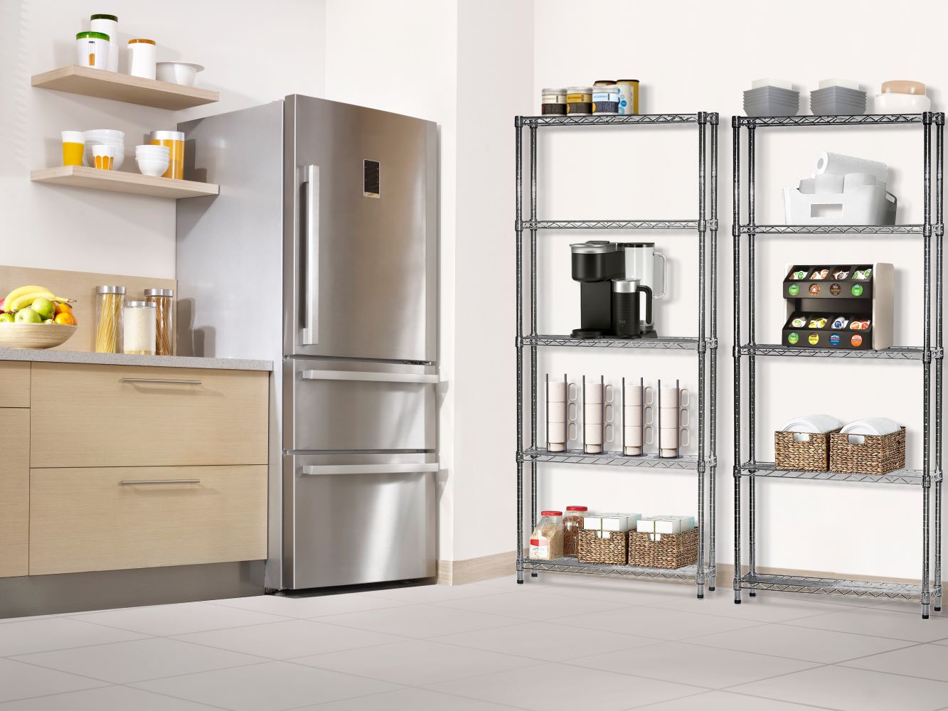 10"d x 42"w Chrome Wire Shelving w/ 5 Shelves