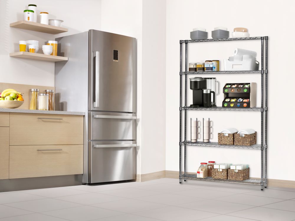 10"d x 48"w Chrome Wire Shelving w/ 5 Shelves