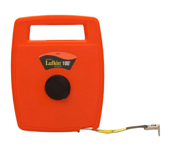 Crescent Lufkin 1/2" x 100' Hi-Viz Orange Linear Fiberglass Tape Measure - 706L (706L)