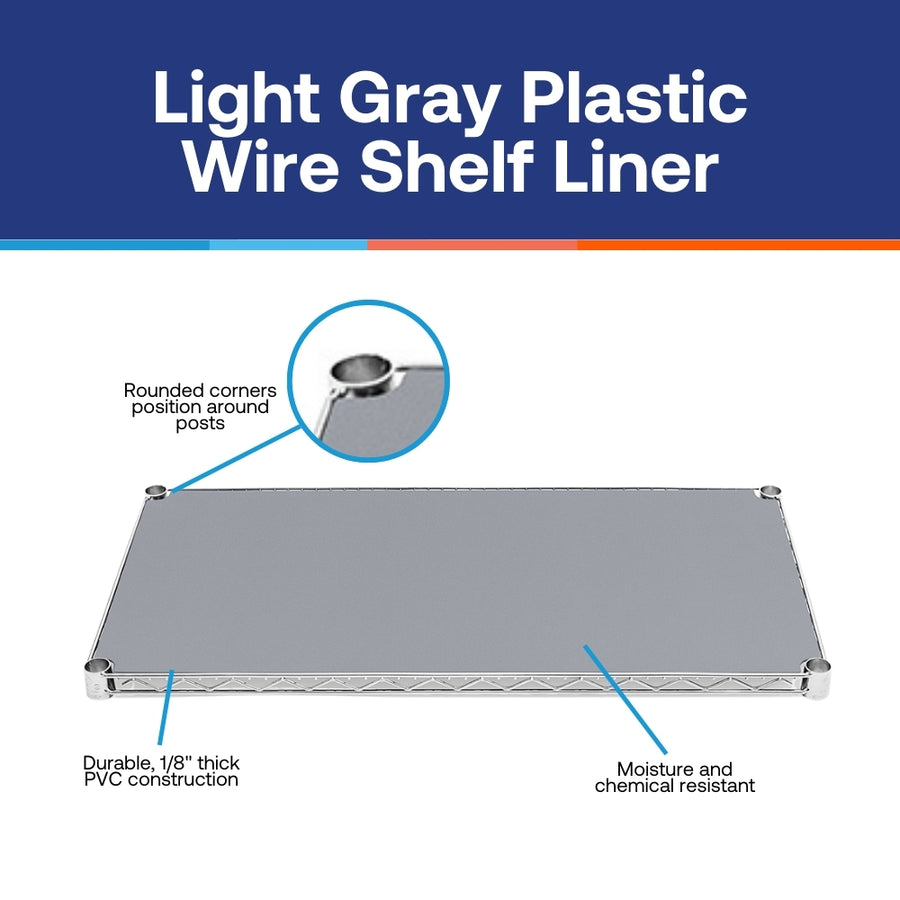 8"d Plastic Wire Shelf Liners 2-Pack - Light Gray