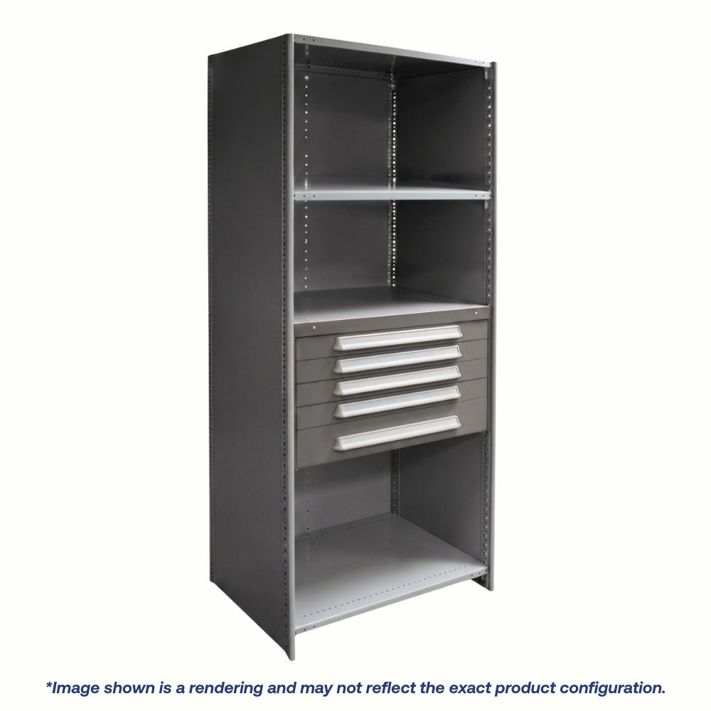 Lyon Closed Steel Shelving with 5 Modular Drawers - Starter Units