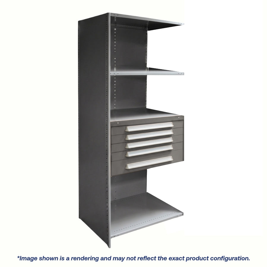 Lyon Closed Steel Shelving with 5 Modular Drawers - Add On Units