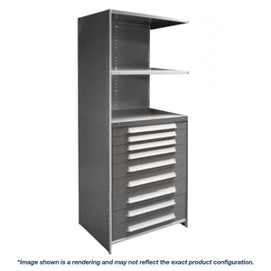 Lyon Closed Steel Shelving with 9 Modular Drawers - Add On Units