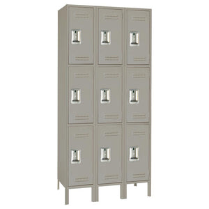 15"d x 12"w x 78"h 3-Tier Steel Lockers - Gray