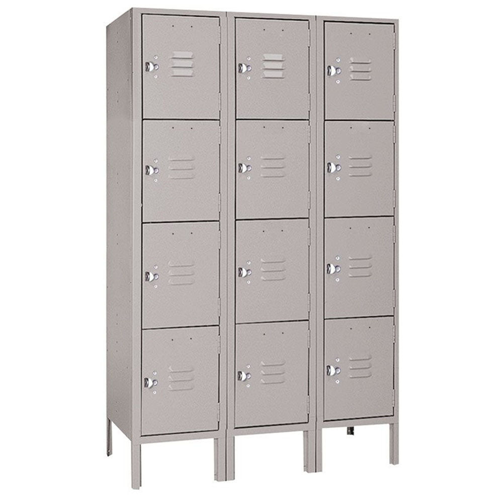 15"d x 12"w x 78"h 4-Tier Steel Lockers - Gray