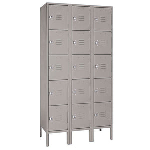 12"d x 12"w x 66"h 5-Tier Steel Lockers - Gray