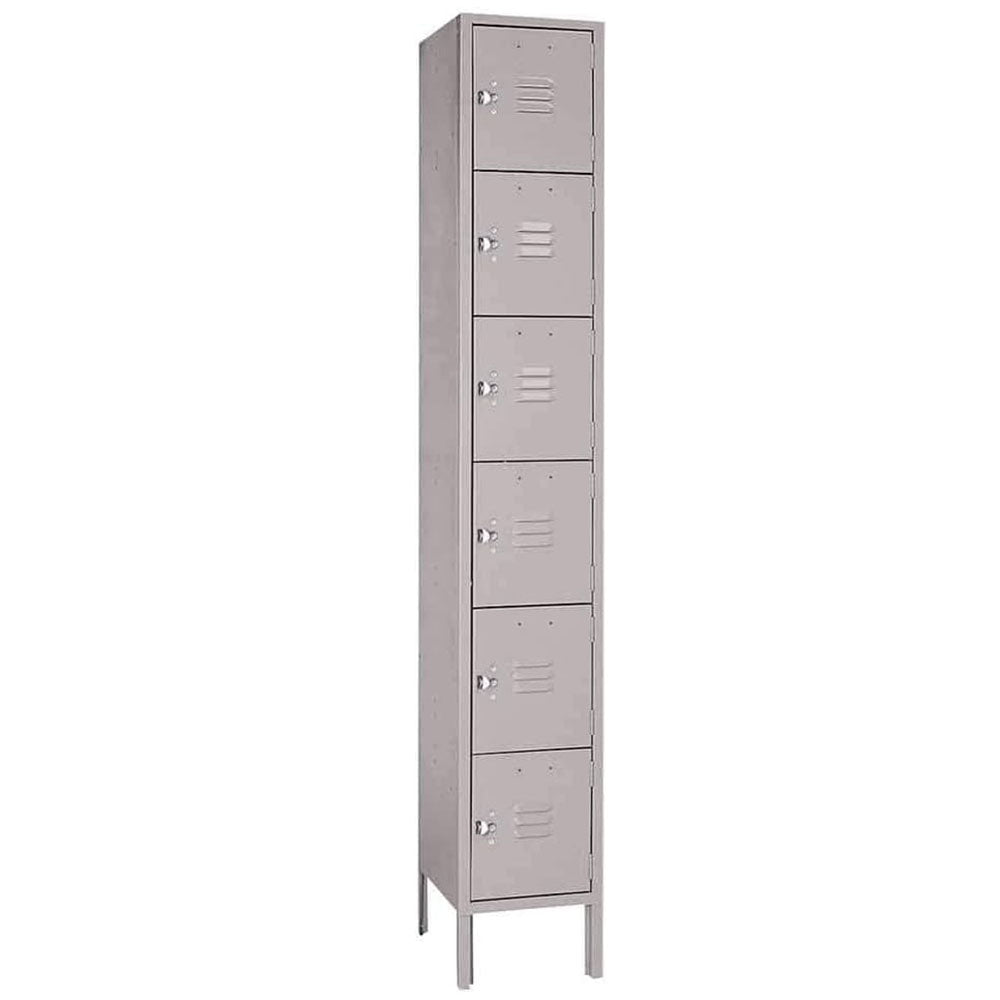 18"d x 12"w x 78"h 6-Tier Steel Lockers - Gray