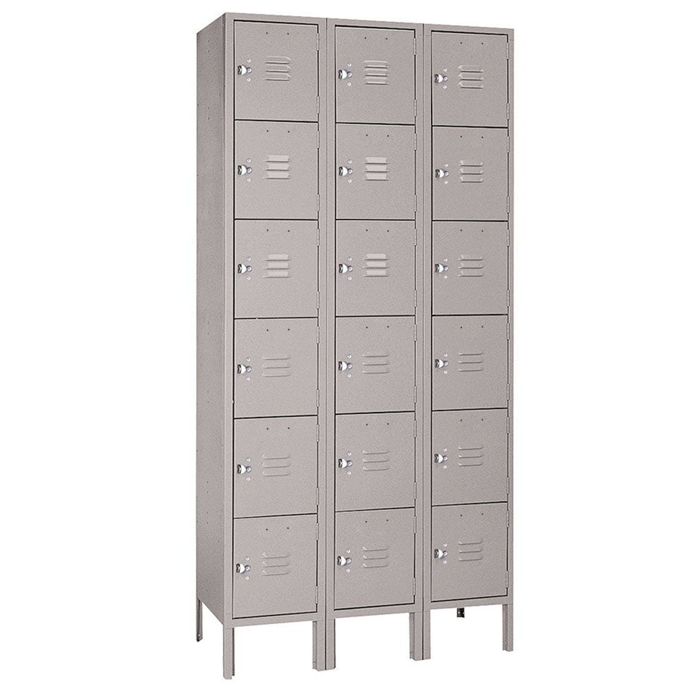 18"d x 12"w x 78"h 6-Tier Steel Lockers - Gray