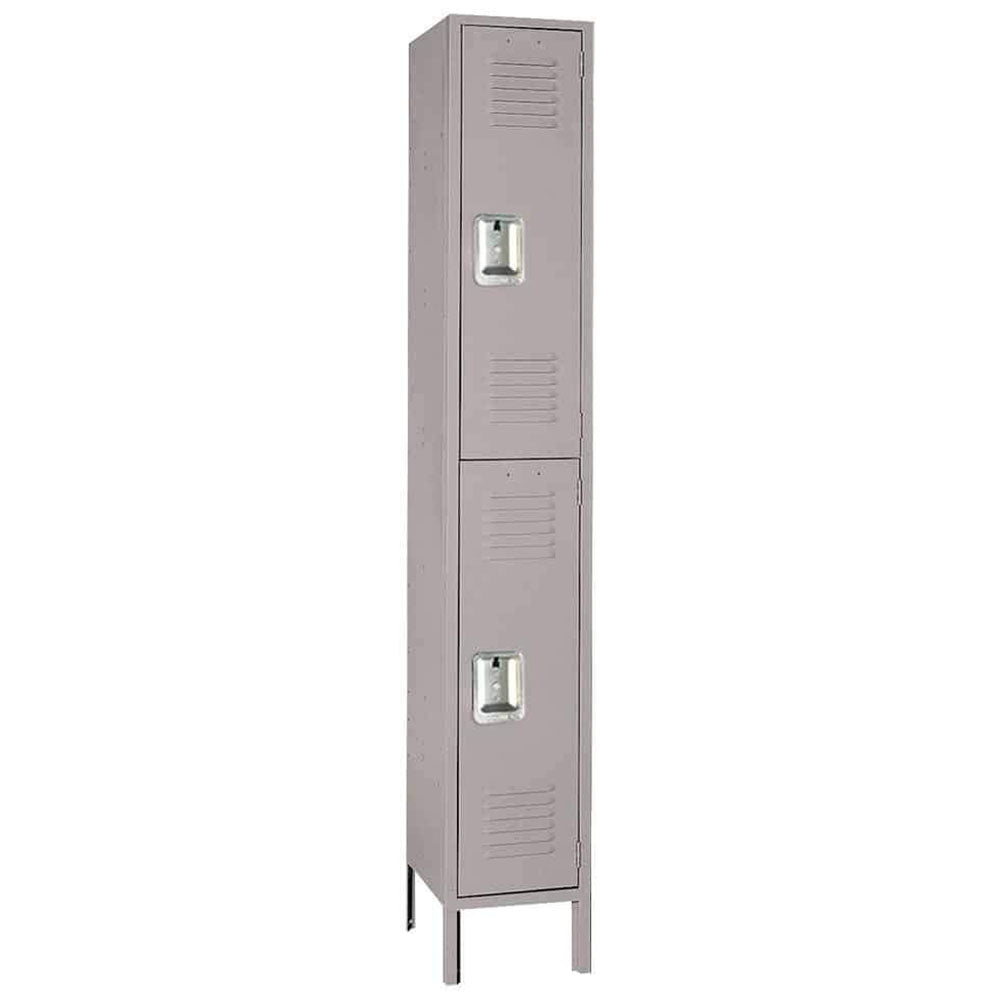 15"d x 12"w x 78"h Double Tier Steel Lockers - Gray
