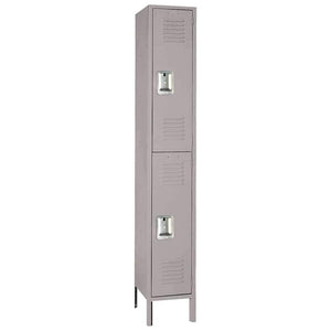 15"d x 12"w x 78"h Double Tier Steel Lockers - Gray